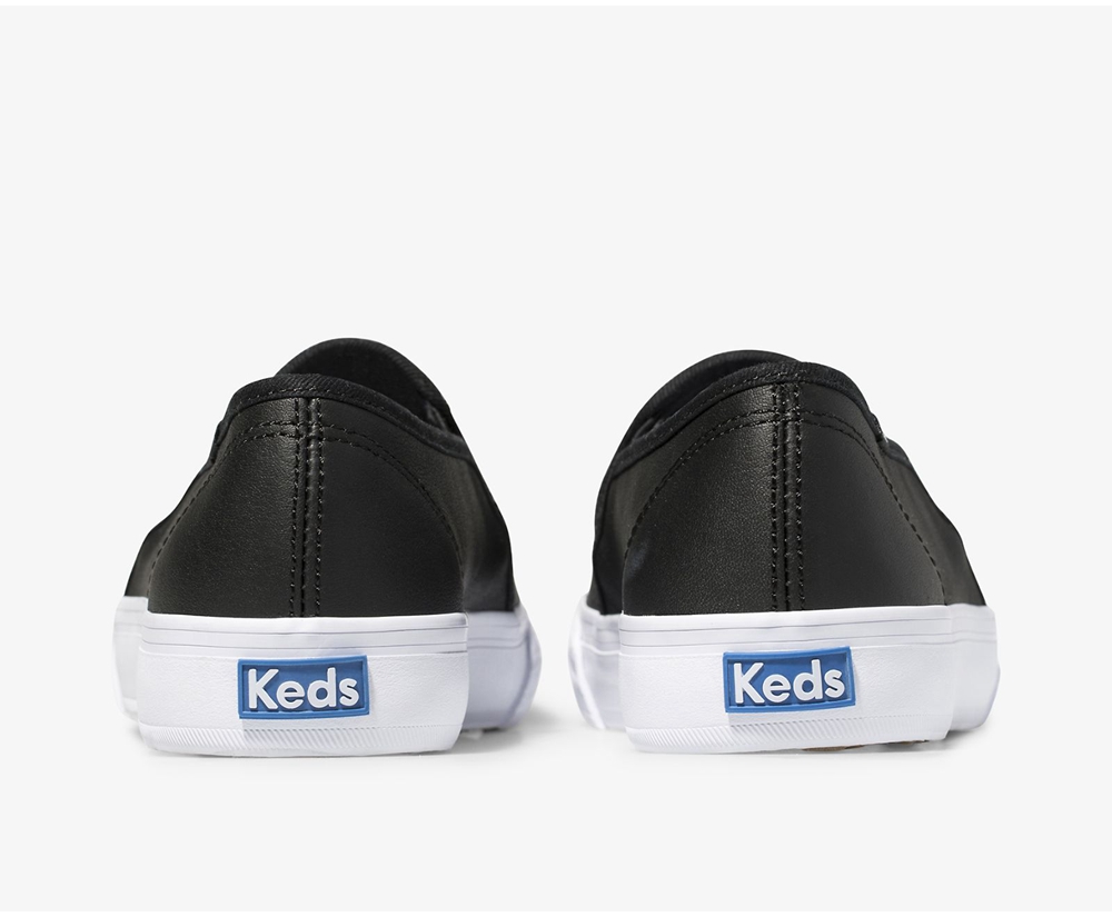 Slip Ons Keds Femme Noir - Double Decker Cuir - 587-LAFIEP